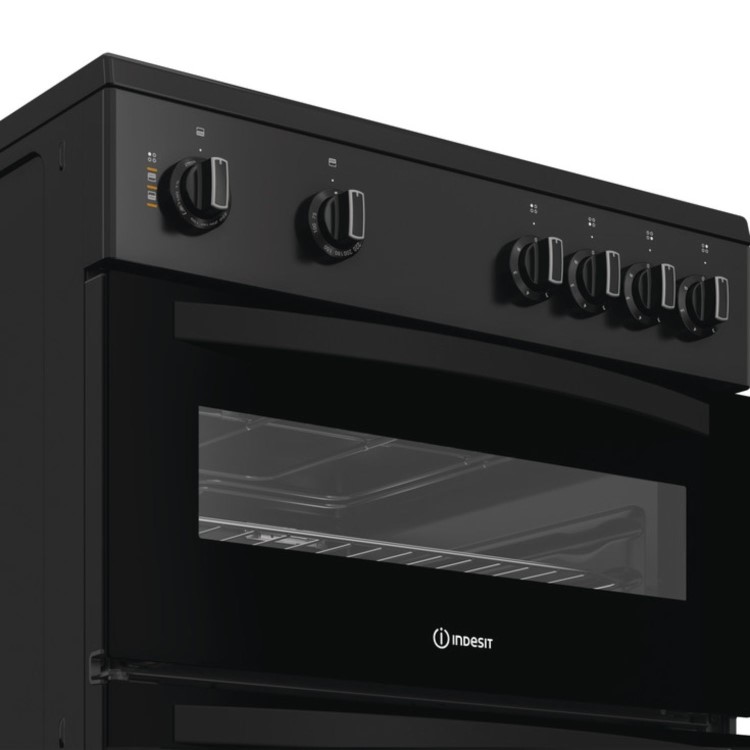GRADE A1 - Indesit 60cm Double Oven Electric Cooker - Black