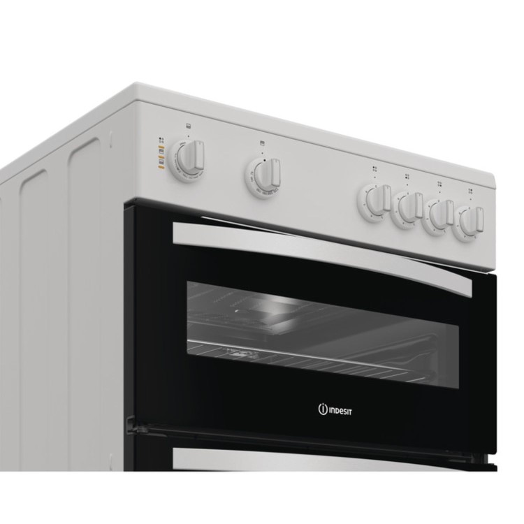 Indesit 60cm Double Oven Electric Cooker - White