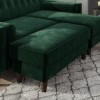 Large Dark Green Velvet Footstool - Idris