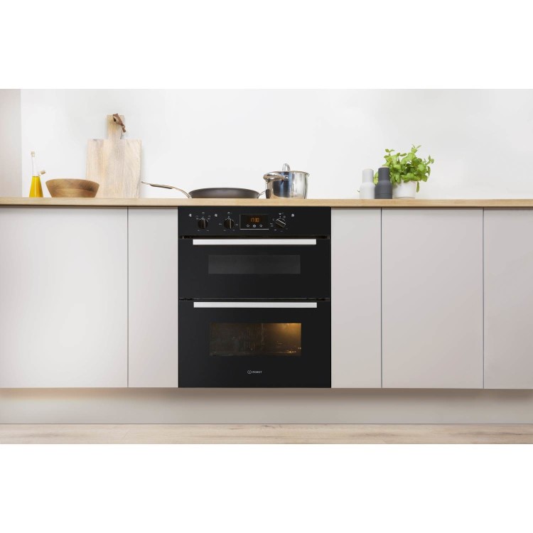 Refurbished Indesit Aria IDU6340BL 60cm Double Built Under Electric Oven Black