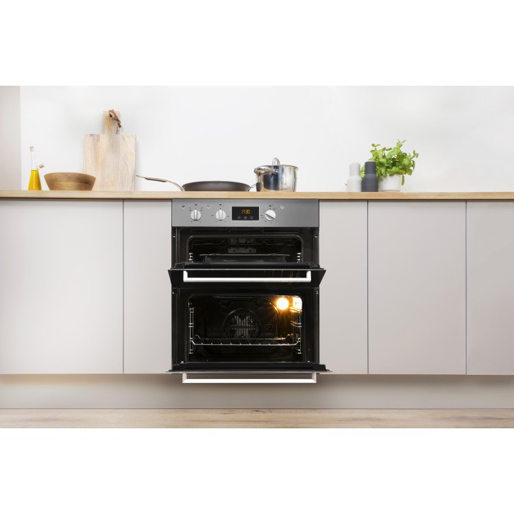 Refurbished Indesit IDU6340IX 60cm Double Built Under Electric Oven