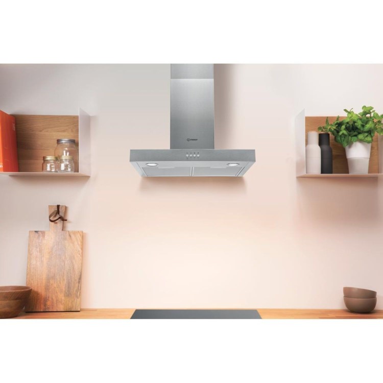 Refurbished Indesit IHBS65LMX 60cm Slimline Cooker Hood Stainless Steel