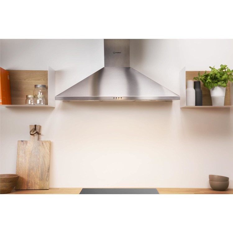 Indesit 90cm Chimney Cooker Hood - Stainless Steel