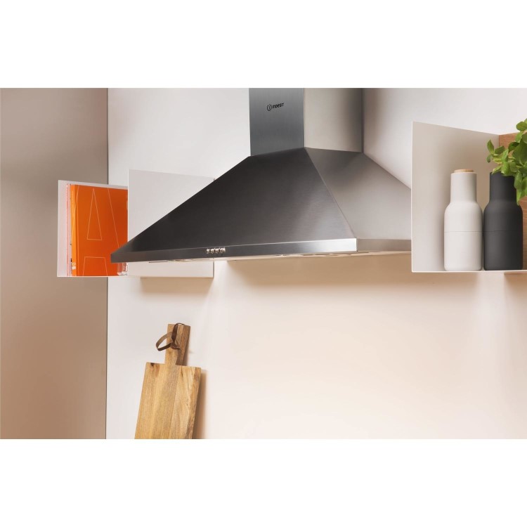 Indesit 90cm Chimney Cooker Hood - Stainless Steel