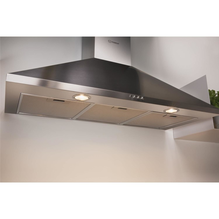 Indesit 90cm Chimney Cooker Hood - Stainless Steel