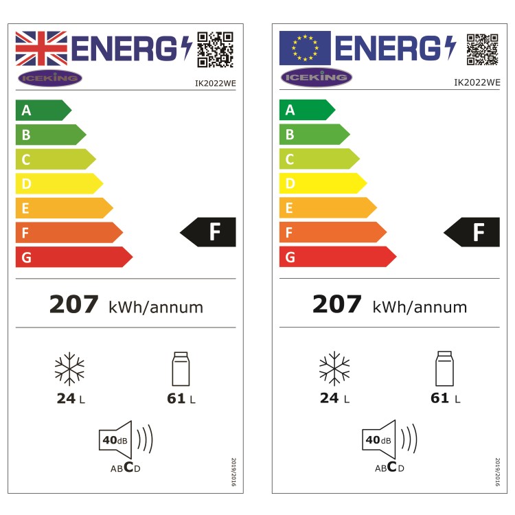 Ice King 85 Litre Undercounter Freestanding Fridge Freezer - White