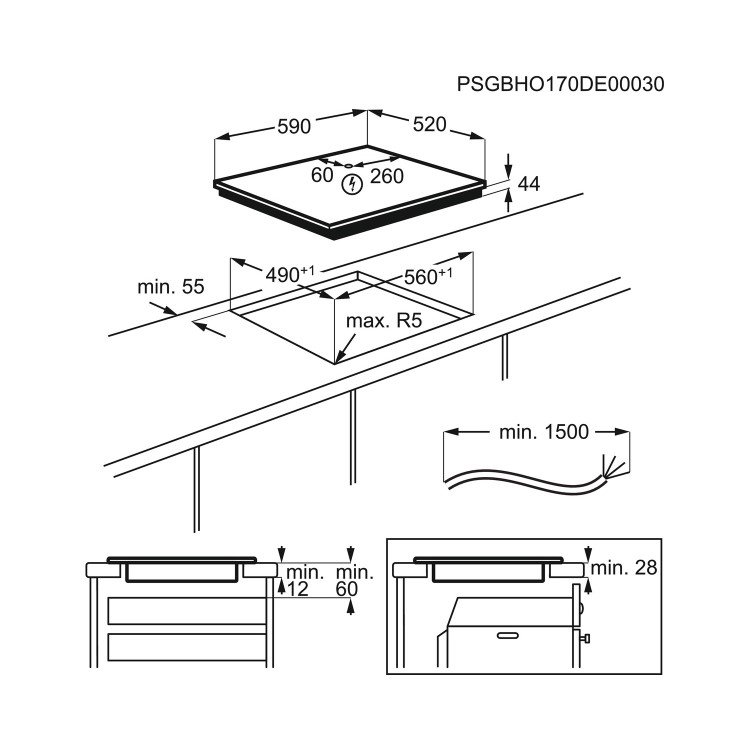 AEG 6000 Series 59cm 4 Zone Induction Hob with Dual Bridge Zones
