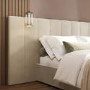 Beige Velvet Double Ottoman Bed with Wide Headboard - Iman