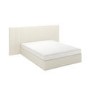 Cream Upholstered Double Ottoman Bed with Wide Headboard - Iman