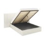 Off White Fabric Double Ottoman Bed with Wide Headboard - Iman