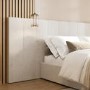 Cream Upholstered King Size Ottoman Bed with Wide Headboard - Iman