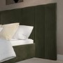Olive Green Velvet Double Ottoman Bed with Wide Headboard - Iman