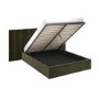 Olive Green Velvet Double Ottoman Bed with Wide Headboard - Iman