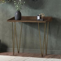 Compact Dark Oak Effect Desk with Hairpin Legs - Inari