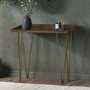 Compact Dark Oak Effect Desk with Hairpin Legs - Inari
