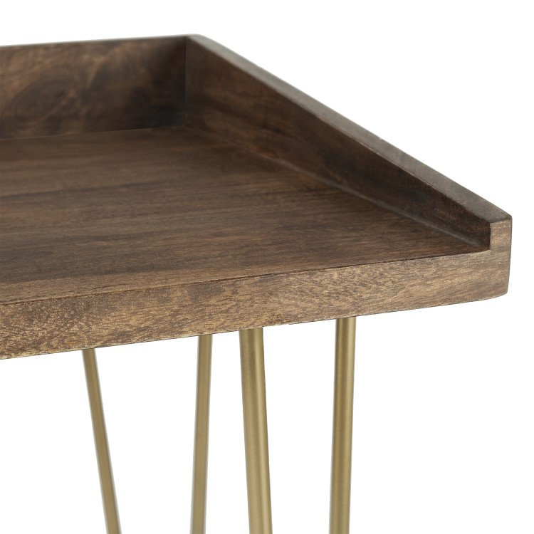 Compact Dark Oak Effect Desk with Hairpin Legs - Inari