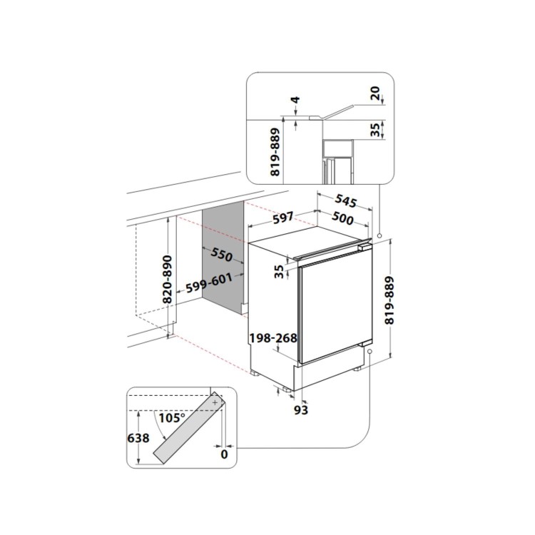 Indesit 126 Litre Integrated In Under Counter Larder Fridge