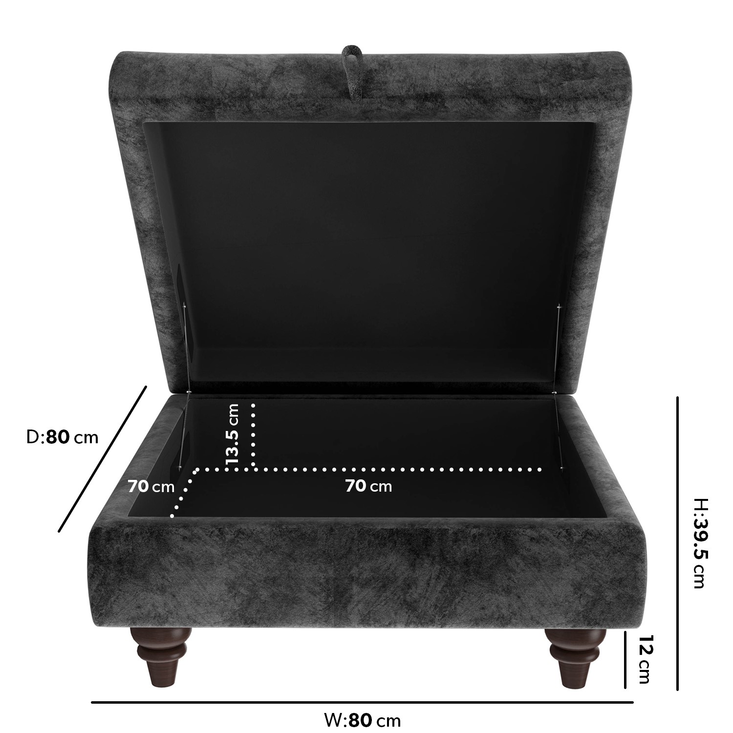 Grey Ottoman Storage Footstool Buttoned Inez BuyItDirect.ie