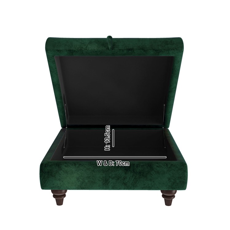 Dark Green Ottoman Storage Footstool - Buttoned - Inez