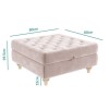 Large Quilted Button Ottoman Pouffe in Light Pink Velvet - Inez