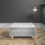 Silver Grey Ottoman Storage Footstool - Buttoned - Inez