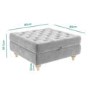 Silver Grey Ottoman Storage Footstool - Buttoned - Inez