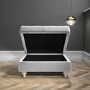 Silver Grey Ottoman Storage Footstool - Buttoned - Inez