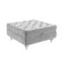 Silver Grey Ottoman Storage Footstool - Buttoned - Inez