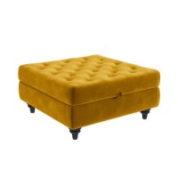 Mustard Velvet Footstool with Storage - Inez