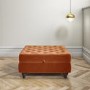 Orange Ottoman Storage Footstool - Buttoned - Inez