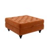 Orange Ottoman Storage Footstool - Buttoned - Inez