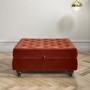 Square Orange Velvet Footstool with Storage - Inez