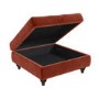 Square Orange Velvet Footstool with Storage - Inez