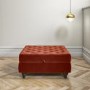 Square Orange Velvet Footstool with Storage - Inez