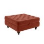 Square Orange Velvet Footstool with Storage - Inez