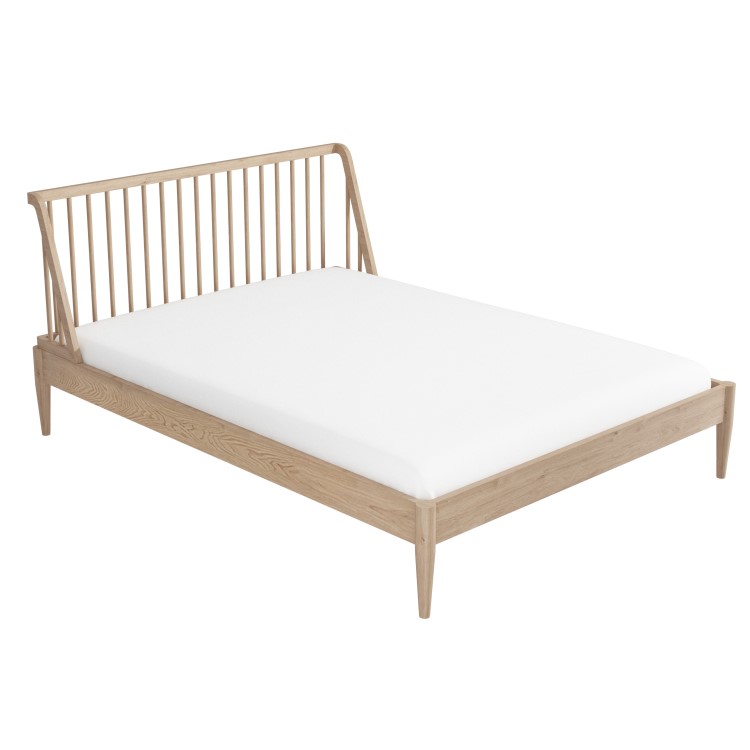 Wooden Spindle Mid Century King Size Bed Frame - Saskia