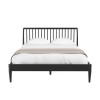 Black Wooden Spindle Mid Century Double Bed Frame - Saskia