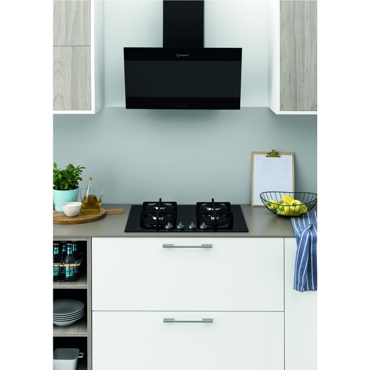 Indesit ING61T/BKUK 60cm Four Burner Gas Hob With Cast Iron Pan Stands - Stainless Steel