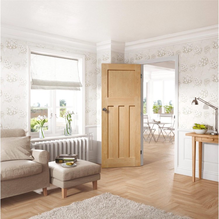 Internal Oak 1930s 4-Panel Door - Unfinished - 1981 x 838 x 35mm - DX - XL Joinery