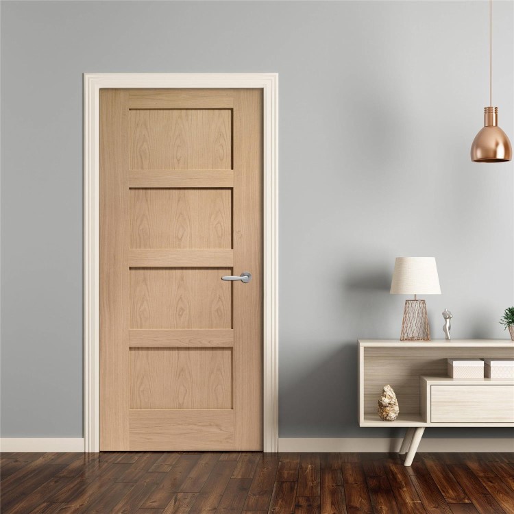 Internal Oak 4-Panel Shaker FD30 Fire Door - Unfinished - 1981 x 762 x 44mm - XL Joinery