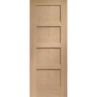 Internal Oak 4-Panel Shaker FD30 Fire Door - Unfinished - 2040 x 726 x 44mm - XL Joinery