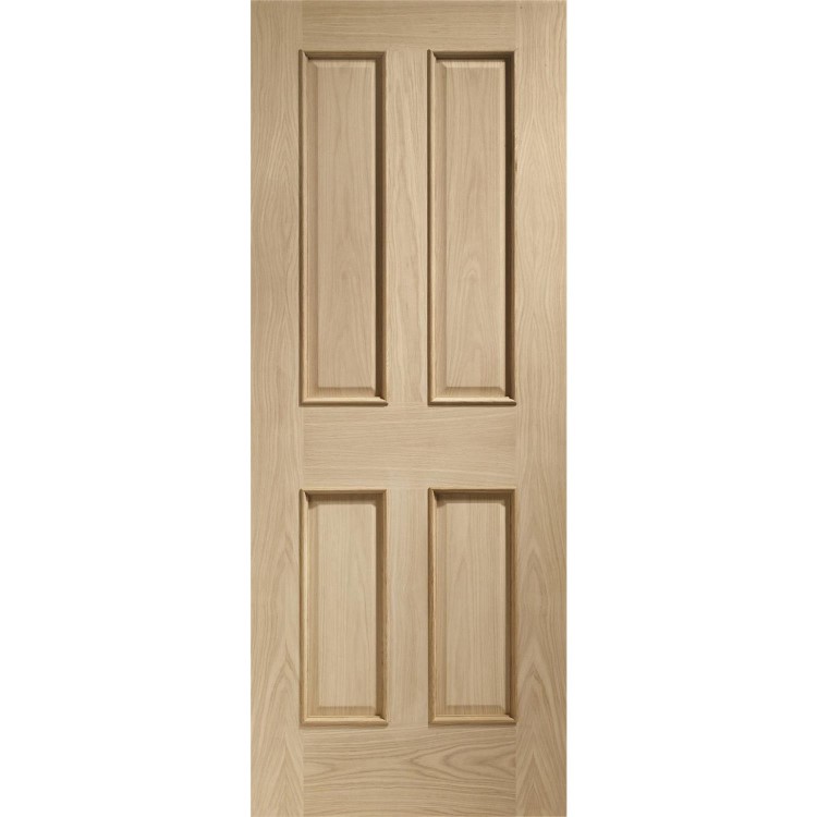 Internal Oak Victorian 4-Panel FD30 Fire Door with Raised Mouldings - Unfinished - 1981 x 762 x 44mm - Victoria - XL Joinery