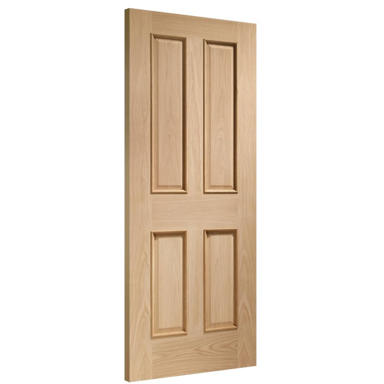 Internal Oak Victorian 4-Panel FD30 Fire Door with Raised Mouldings - Unfinished - 1981 x 762 x 44mm - Victoria - XL Joinery