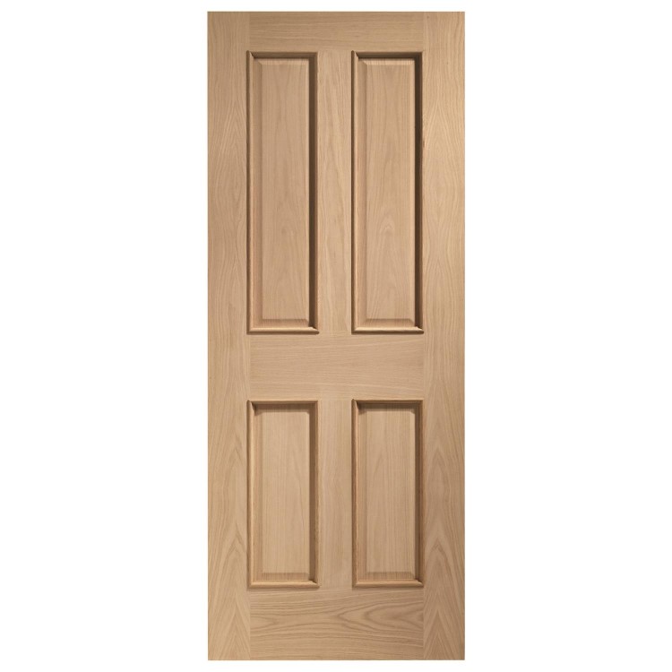 Internal Oak Victorian 4 Panel Fire Door with Raised Mouldings - 1981 x 762 x 44 mm, Unfinished