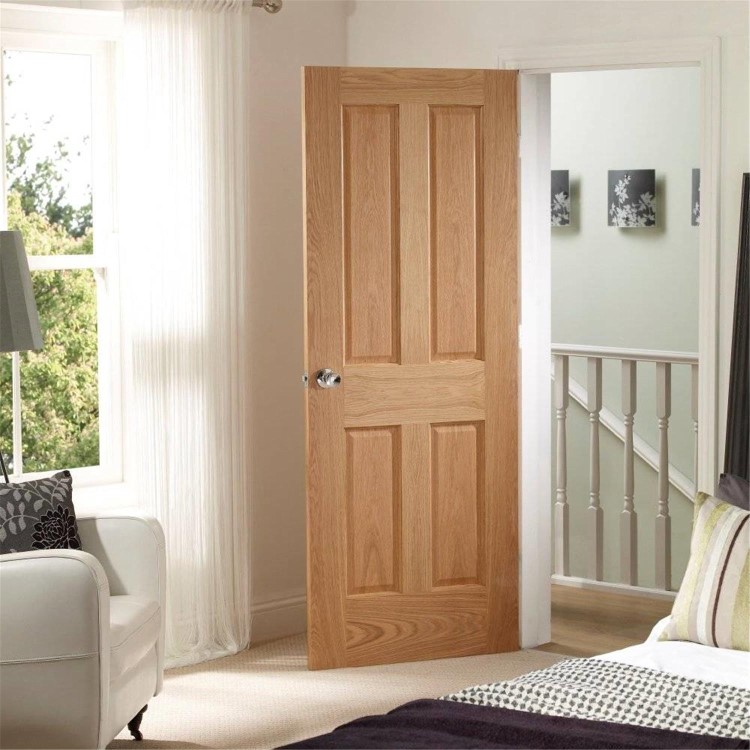 Internal Oak Victorian 4 Panel Fire Door - Unfinished, 2032 x 813 x 44 mm