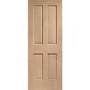 Internal Oak Victorian 4-Panel FD30 Fire Door - Unfinished - 2040 x 826 x 44mm - Victoria - XL Joinery