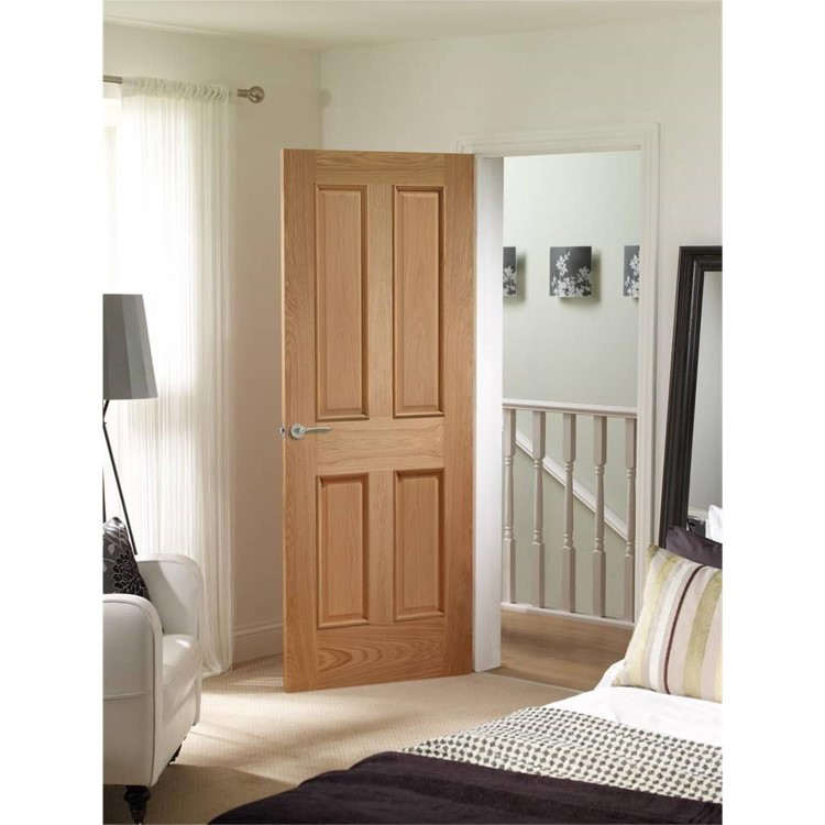 Internal Oak Victorian 4-Panel FD30 Fire Door with Raised Mouldings - Unfinished - 2040 x 926 x 44mm - Victoria - XL Joinery