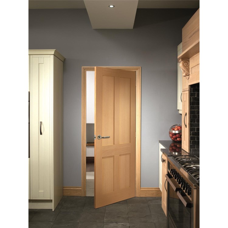 Victorian Shaker 4 Panel Internal Oak Fire Door - 1981 x 838 x 44 mm, Unfinished