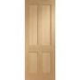 Internal Oak Victorian 4-Panel Shaker FD30 Fire Door - Unfinished - 2040 x 726 x 44mm - Victoria - XL Joinery