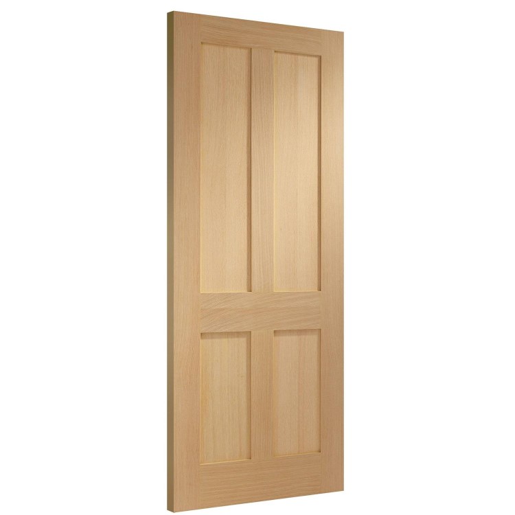 Internal Oak Victorian 4-Panel Shaker FD30 Fire Door - Unfinished - 2040 x 726 x 44mm - Victoria - XL Joinery